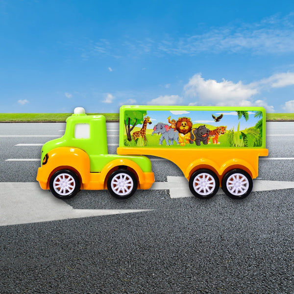 Green and yellow toy truck, small size