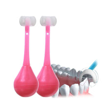 Children's 3-sided toothbrush, soft bristles and silicone head, ideal for ages 2-12.