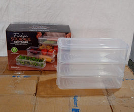 3 Fridge Storage Container, Fridge Organizer with Lid Stackable Fridge Storage Containers Plastic Freezer Storage Containers for Fish, Meat, Vegetables, Fruits, Pack of 3pcs, 1500ML Approx